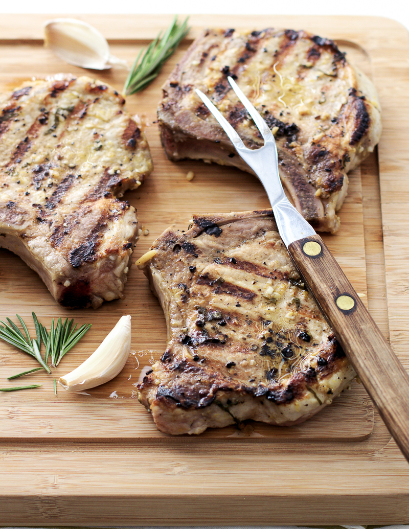 Grilled Pork Chops / JillHough.com A post about how to keep foods from sticking, to the grill or the stovetop #cookingtips #grilling #howto #porkchops