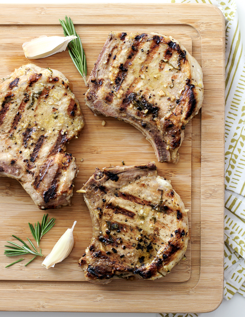 Grilled Pork Chops / JillHough.com A post about how to keep foods from sticking, to the grill or the stovetop #cookingtips #grilling #howto #porkchops