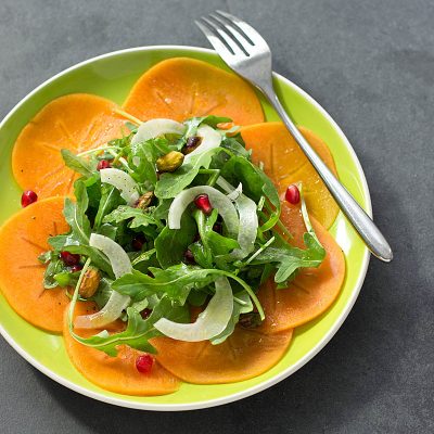 Persimmon, Pomegranate, and Pistachio Salad on JillHough.com