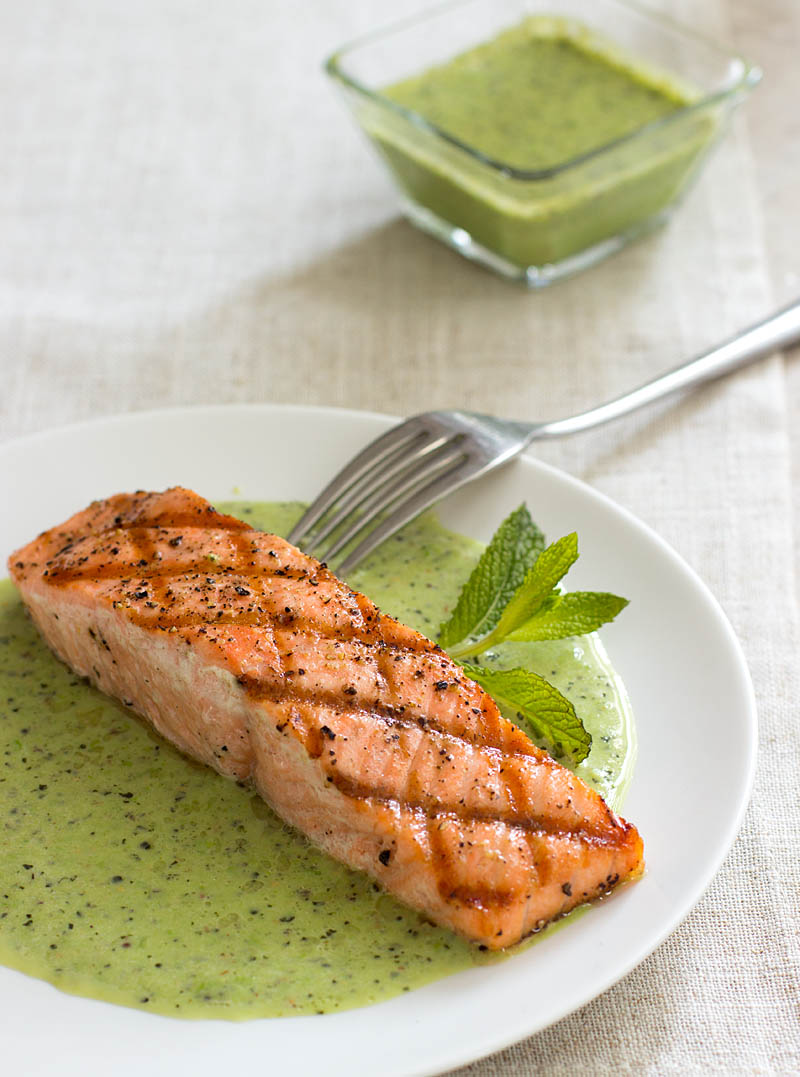Grilled King Salmon with English Peas and Mint / JillHough.com