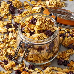 Cherry Almond Granola / JillHough.com My recipe for Cherry Almond Granola. You can experiment with different combinations of fruits and nuts, but this one is definitely delicious. #granola #homemadegranola #cherry #cherries #almond #almonds #almondgranola