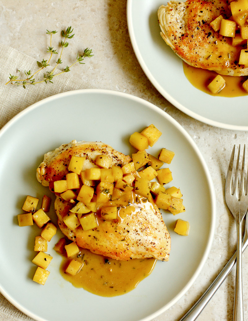 Sauteed Chicken with Parsnip, Apples, and Sherry Pan Sauce / JillHough.com