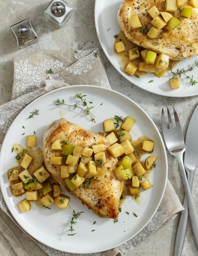 Sauteed Chicken with Parsnip, Apple, and Sherry Pan Sauce / JillHough.com Sautéed Chicken with Parsnip, Apple, and Sherry Pan sauce is an easy way jazz up a simple pan-seared chicken breast. #chicken #parsnip #apple #sherry #pansauce #sauteedchicken #pansearedchicken
