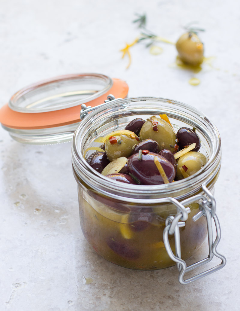 Marinated Olives with Citrus and Garlic / JillHough.com