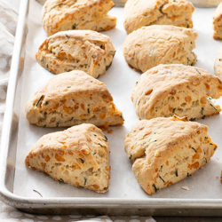 Rustic Gruy&egrave;re Chive Scones / JillHough.com These savory scones have plenty of cheesy goodness and a little earthiness from whole wheat flour. I like them along side soup, salad, or an eggy casserole for brunch, lunch, or dinner&mdash;or simply with a cup of coffee for breakfast.