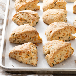 Rustic Gruyère Chive Scones / JillHough.com These savory scones have plenty of cheesy goodness and a little earthiness from whole wheat flour. I like them along side soup, salad, or an eggy casserole for brunch, lunch, or dinner—or simply with a cup of coffee for breakfast.