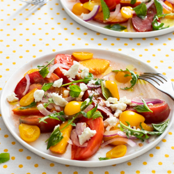 Tomato and Peach Salad with Feta and White Balsamic / JillHough.com This is one of those recipes that's all about starting with really incredible ingredients and then not fussing with them too much. In other words, make it with the best summer produce you can find.