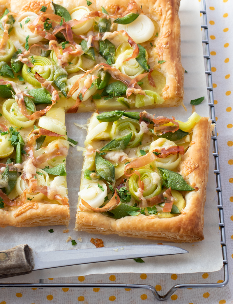 Spring Vegetable and Prosciutto Tart / JillHough.com A relatively simple yet delightfully special dish, thanks to the convenience of store-bought, always-elegant puff pastry.
