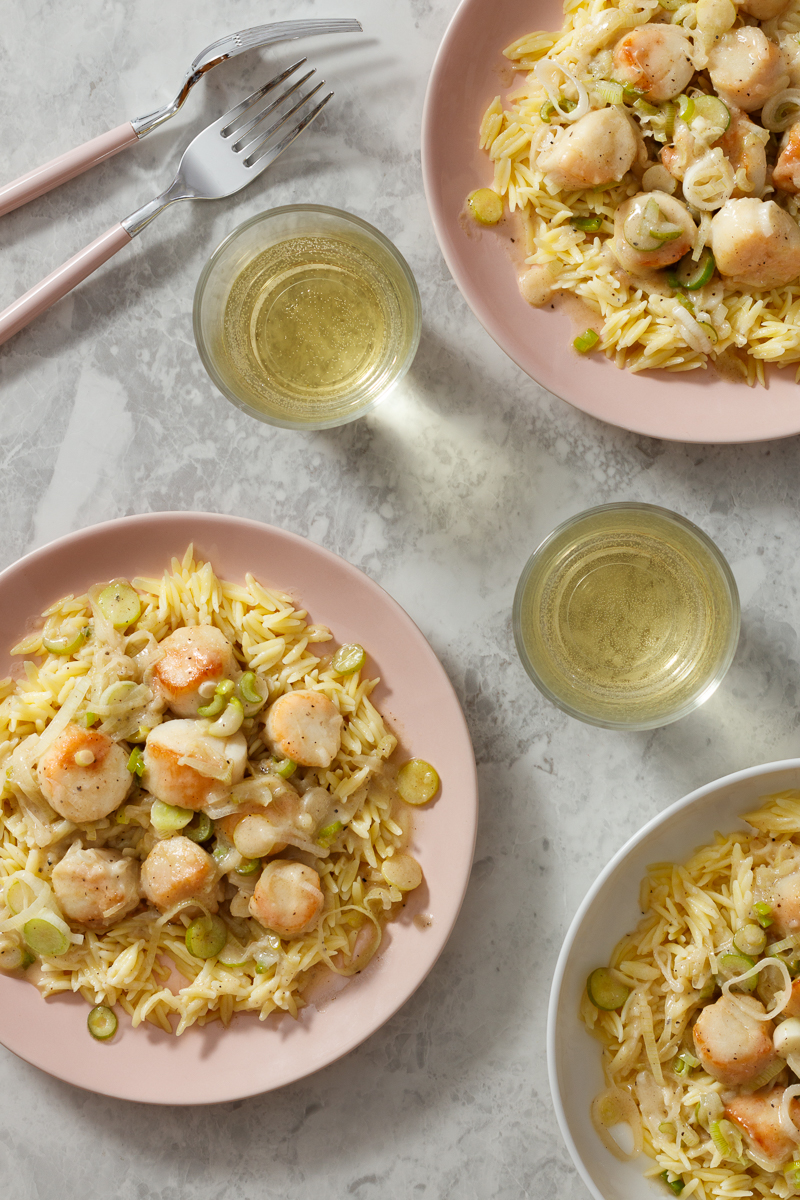 Scallop Scampi with Spring Onions and Orzo / Photography Portfolio / Jill Silverman Hough