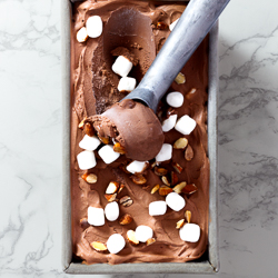 Rocky Road Ice Cream / JillHough.com A rich, creamy, melt-in-your-mouth, chocolatey-delicious Rocky Road Ice Cream, guaranteed to make those you love&mdash;including yourself&mdash;swoon. #chocolateicecream #rockyroadicecream #rockyroad #icecream