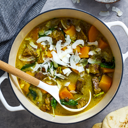 Curried Lamb and Butternut Squash Stew / JillHough.com A rich and flavorful stew laced with curry powder, coconut milk, and just enough cayenne to add subtle warmth. #lamb #lambstew #butternutsquash #wintersquash #stew