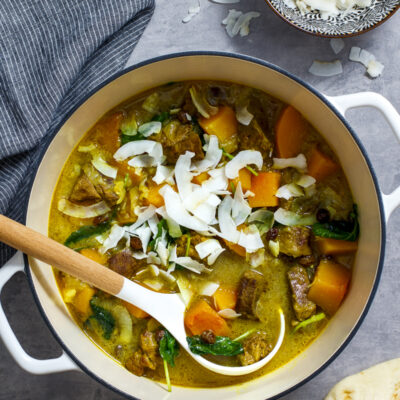 Curried Lamb and Butternut Squash Stew / JillHough.com A rich and flavorful stew laced with curry powder, coconut milk, and just enough cayenne to add subtle warmth. #lamb #lambstew #butternutsquash #wintersquash #stew