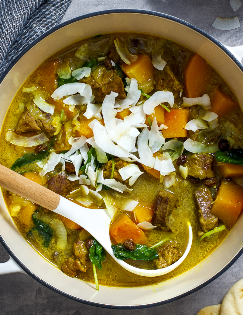 Curried Lamb and Butternut Squash Stew / JillHough.com A rich and flavorful stew laced with curry powder, coconut milk, and just enough cayenne to add subtle warmth. #lamb #lambstew #butternutsquash #wintersquash #stew